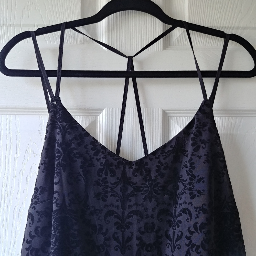 Crushed Velvet Lace Strappy Shift Dress